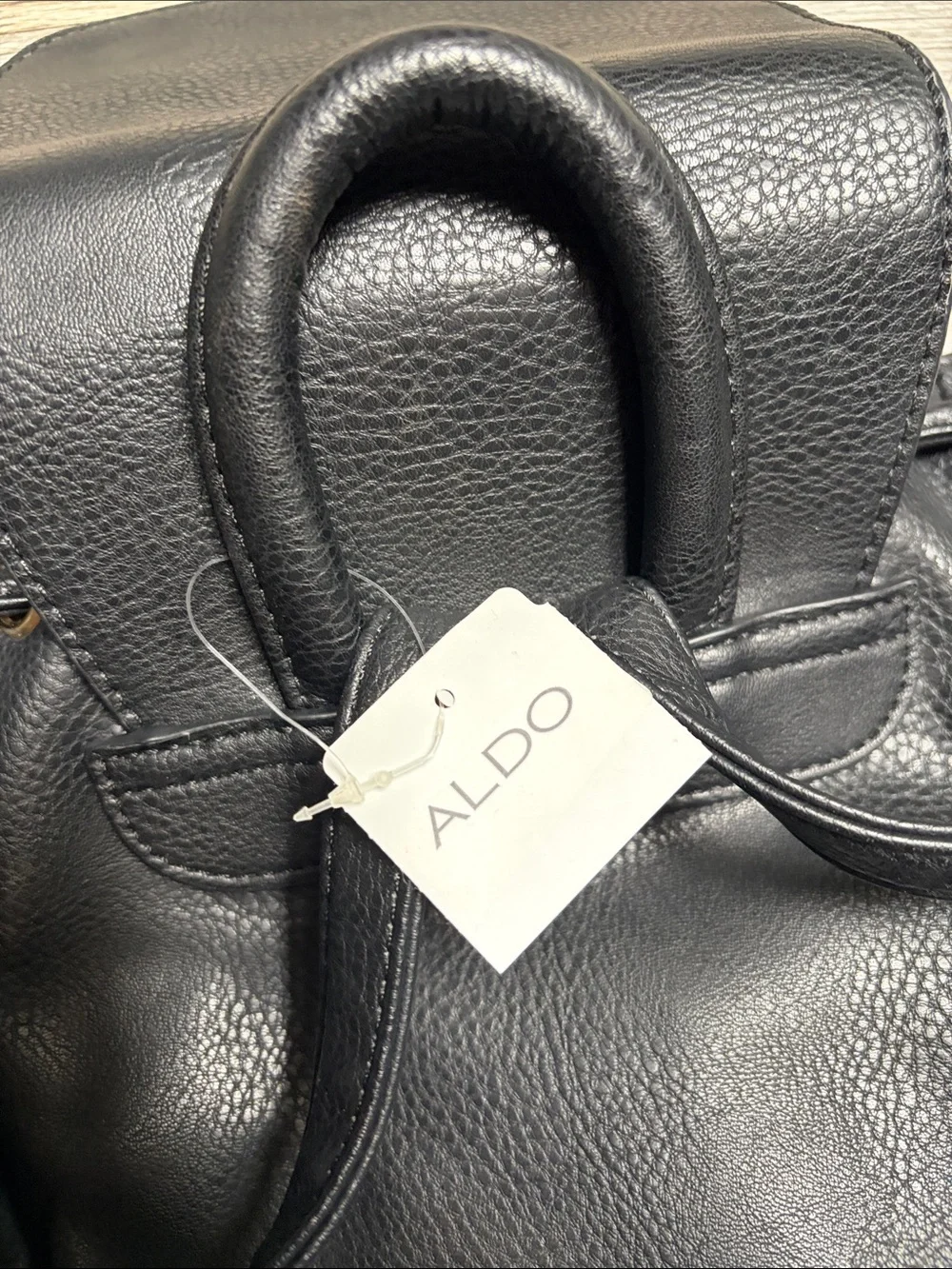Aldo Black Leather Backpack